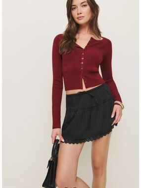 Reformation Tavia Eyelet Trim Miniskirt